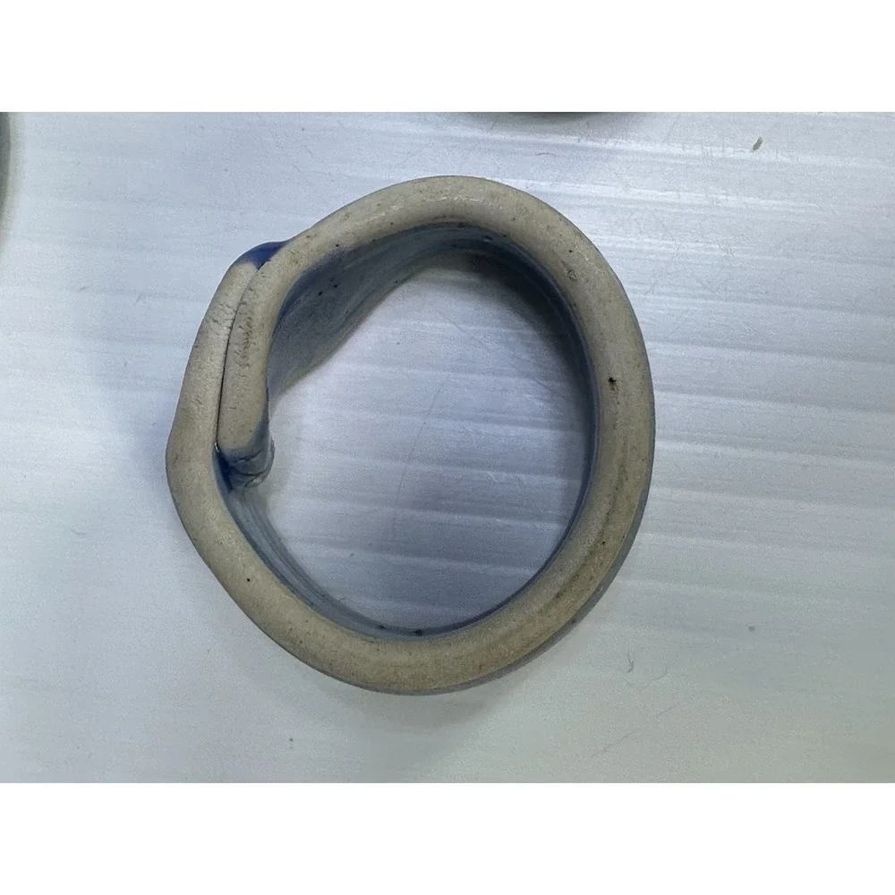 Handmade Pottery Napkin Rings Set of 4 Natural with Blue Accent